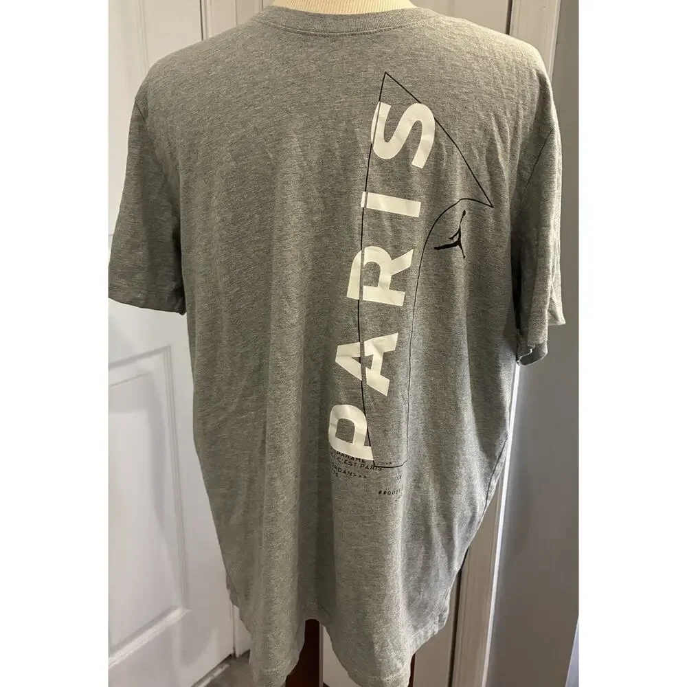 Jordan Brand x Paris Saint-Germain Grey Wordmark Graphic Tee Size Large